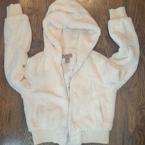 Forever 21 Plush Faux Fur Cropped Zip Up Hoodie